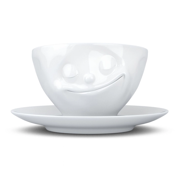 58Products - Porcelanowa filiżanka do kawy "Szczęśliwa" - biała - 0,2 l