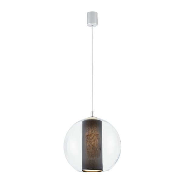 Kaspa - Lampa wisząca Merida - rozmiar L, średnica 35 cm, chrom, transparent, czarna   |    PRODUKT WYCOFANY Z OFERTY